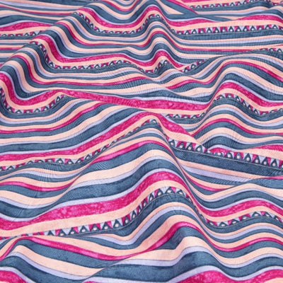 Tessuto Cotone Mez Triangle Stripes Fuchsia